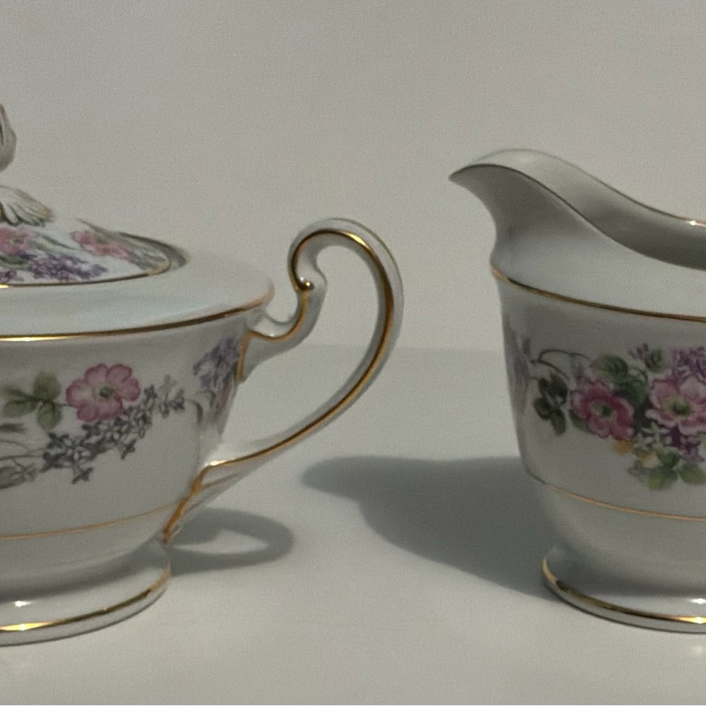 Creamer and Covered Sugar Bowl Set - Mid Century 1950s Noritake China - 5147